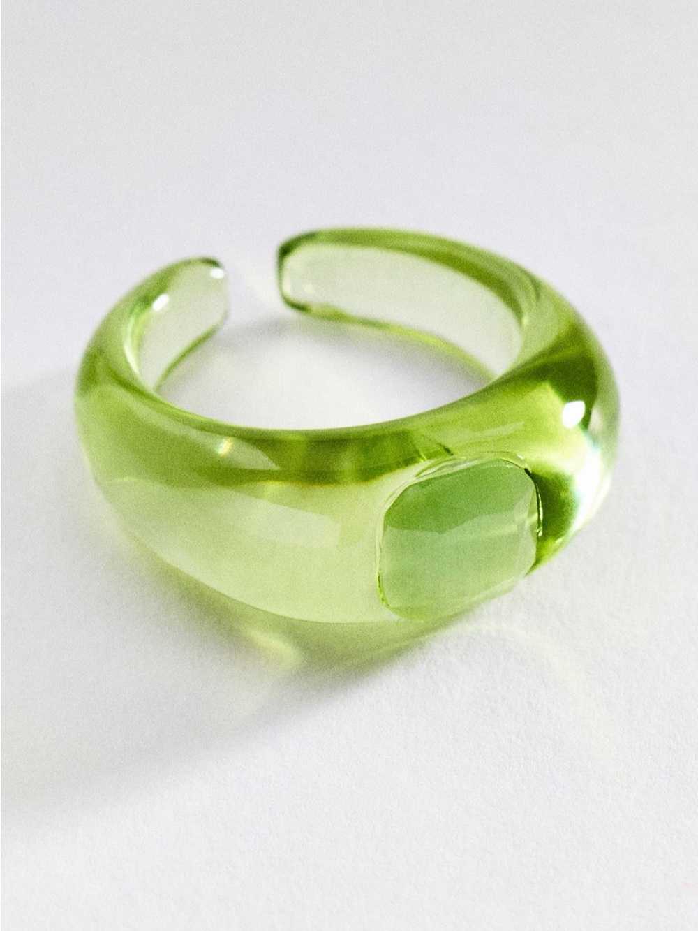 Anthropologie Lime Green Resin Open Ring